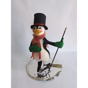 Vintage Annalee Doll Penguin Ice Skater Skating on Base Bendable 10"